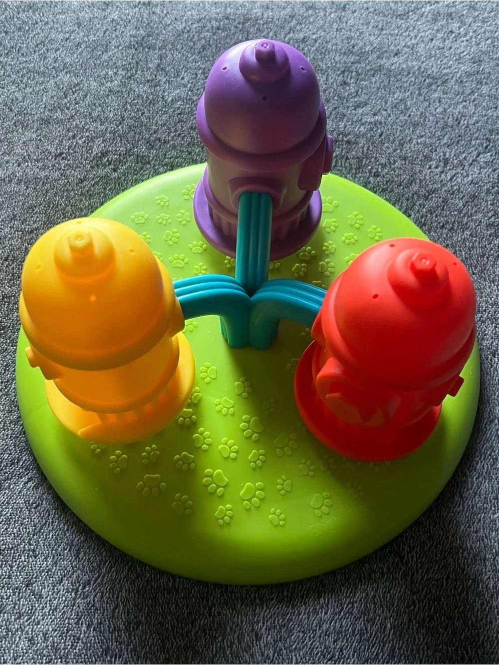 Interactive Three-Spinner Dog Toy Puzzle- Purple, Yellow, Red